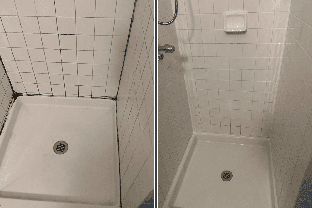 Before and after hardwood refinishing in Manhattan restaurantâ€”transformation from dull floors to high-gloss luxury finish.